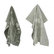 Hand- en Theedoek - Wild Flowers - Donker Groen